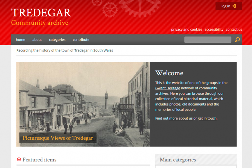 Screenshot of Gwent Heritage home page