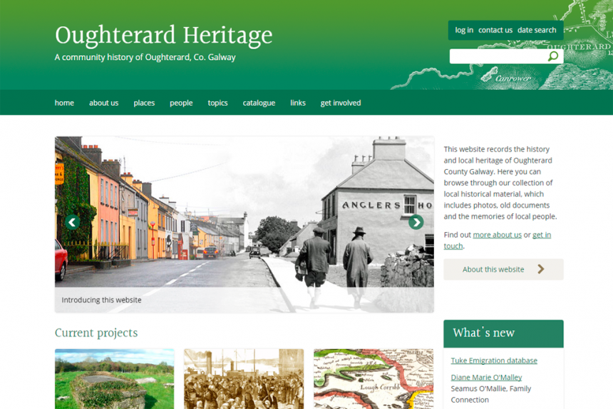 Screenshot of the Oughterard Heritage home page