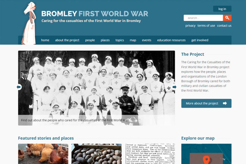 Screenshot of Bromley First World War home page