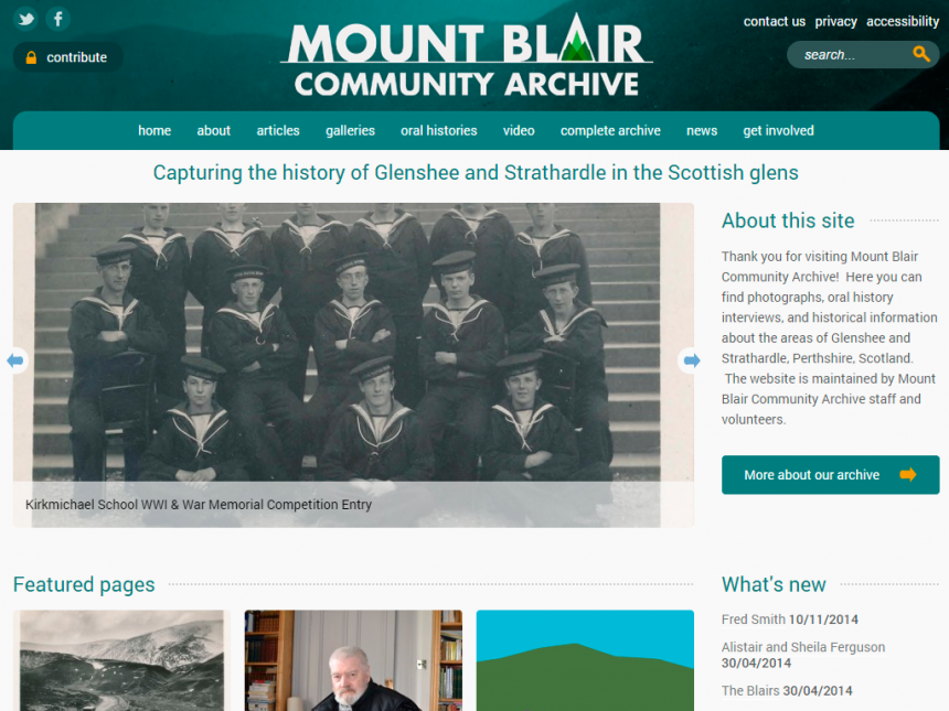 Screenshot of Mount Blair Community Archive home page